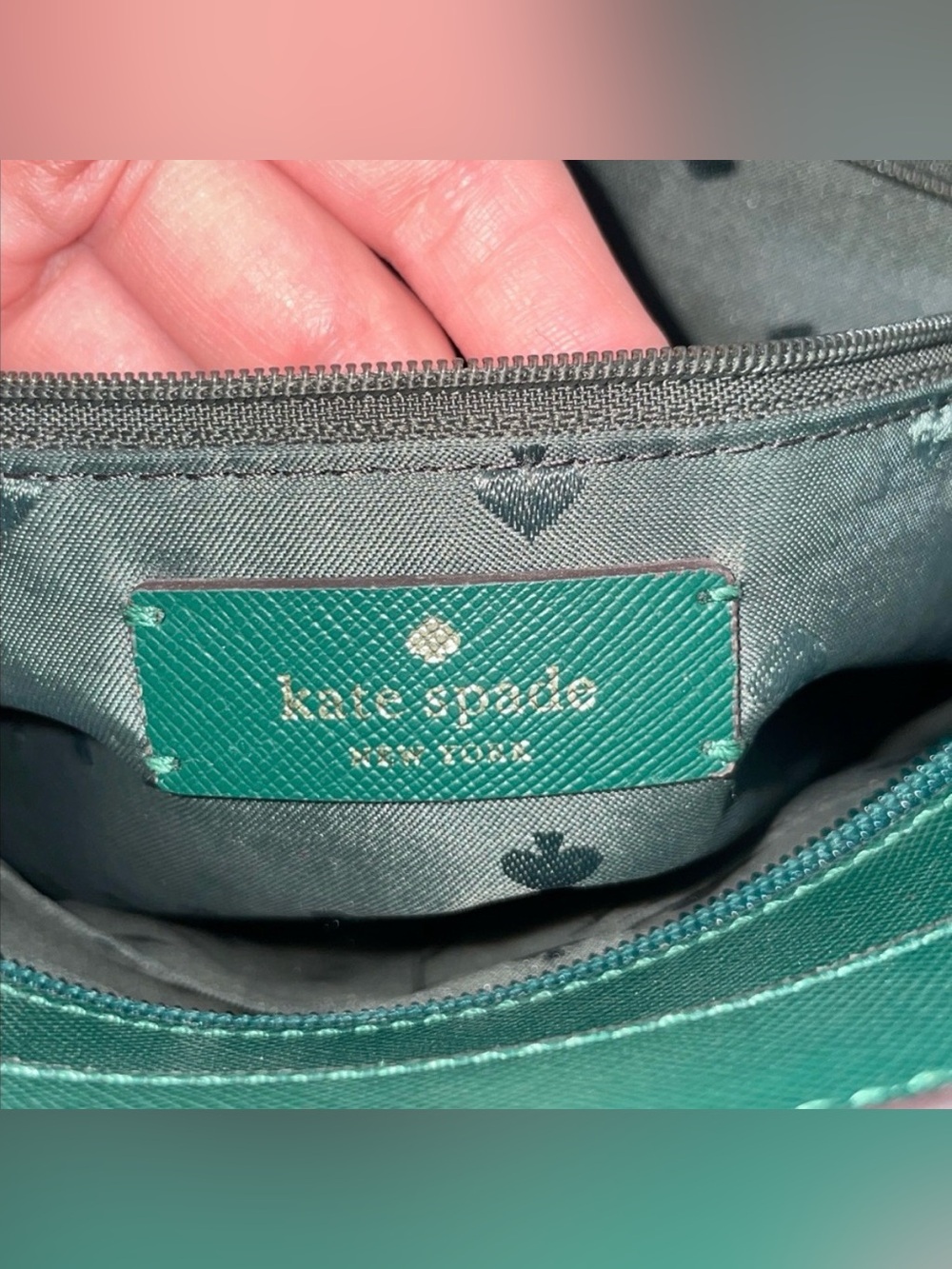 Kate Spade Brynn Emerald Green Saffiano Leather Tote Bow Charm Shoulder Bag EUC - Picture 10 of 11
